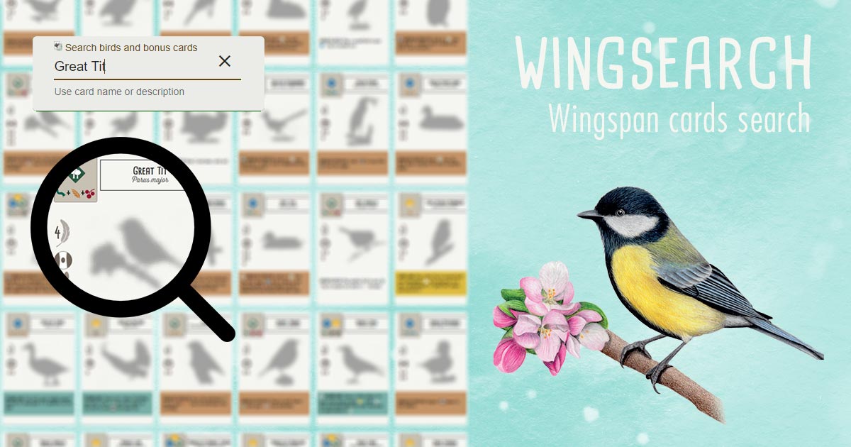 Wingsearch Wingspan cards search